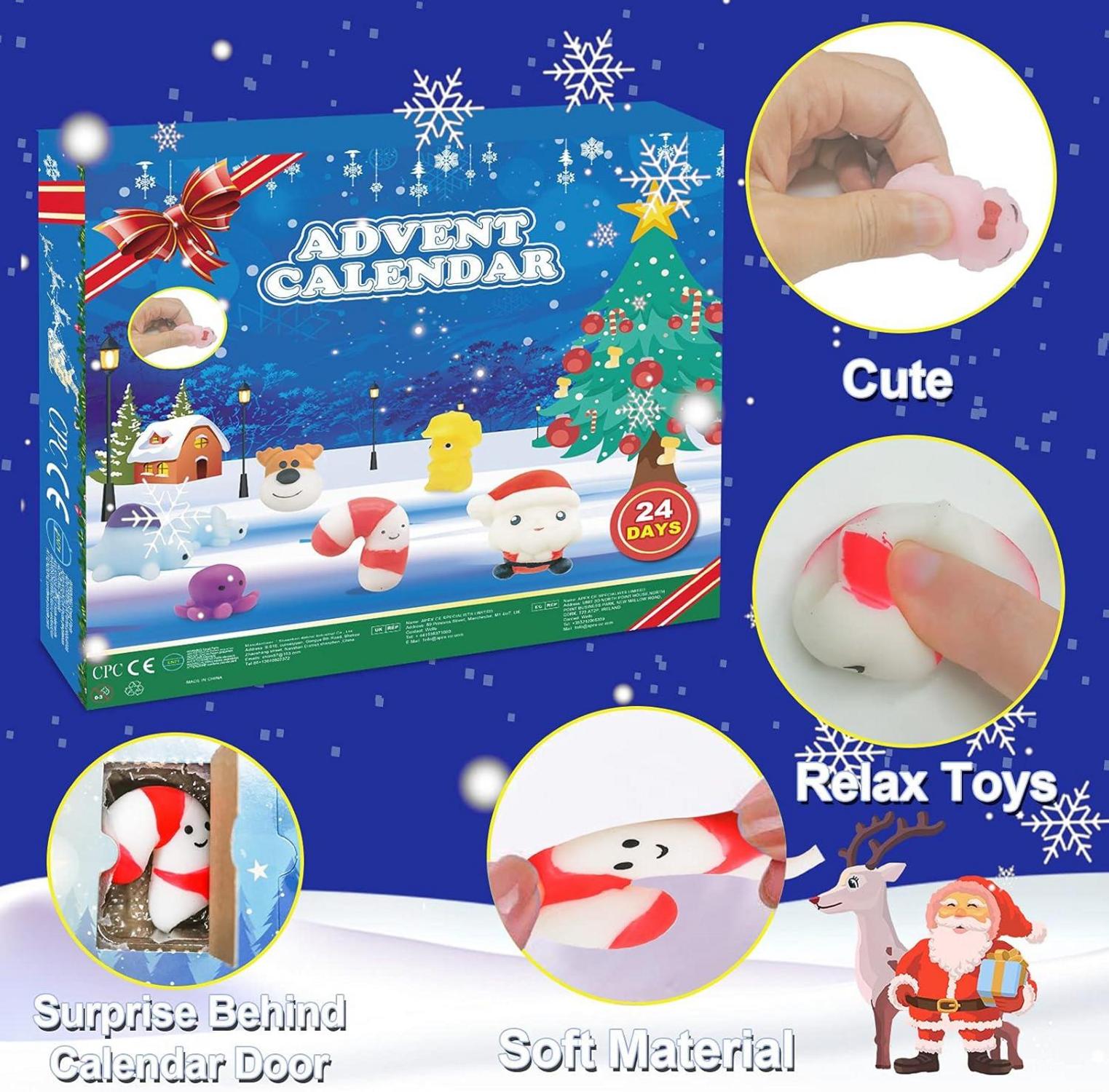 Adventskalender Mochi Squishy Toys Weihnachten Überraschung 24 Tage