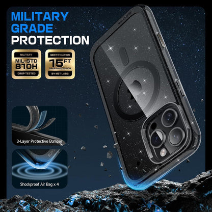 iPhone 16 Pro Max Hülle MagSafe Transparent Militärschutz GSchwarz