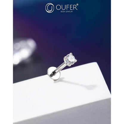 Helix Piercing 925 Silber 8mm Innengewinde Knorpel Ohrring mit Zirkonia