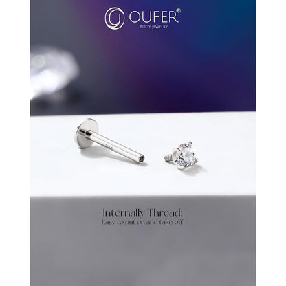 Helix Piercing 925 Silber 8mm Innengewinde Knorpel Ohrring mit Zirkonia