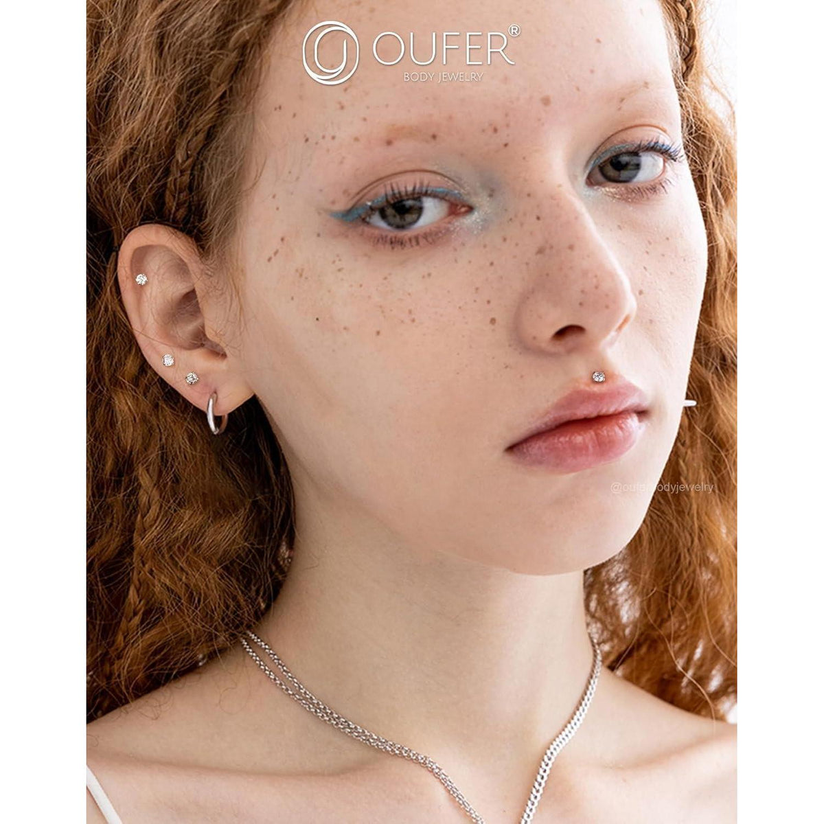 Helix Piercing 925 Silber 8mm Innengewinde Knorpel Ohrring mit Zirkonia