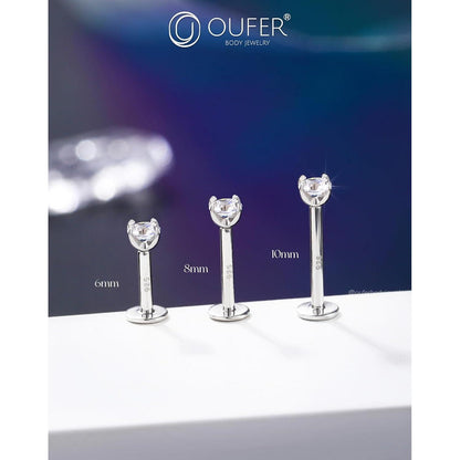 Helix Piercing 925 Silber 8mm Innengewinde Knorpel Ohrring mit Zirkonia