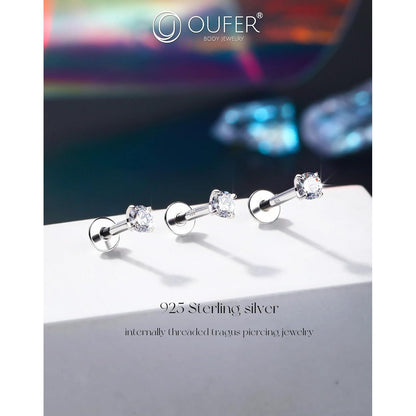 Helix Piercing 925 Silber 8mm Innengewinde Knorpel Ohrring mit Zirkonia