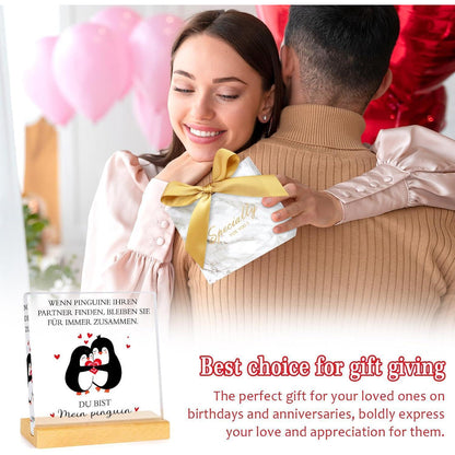 Pinguin Acryl Dekoration - Valentinstag Geschenk für Ihn/Sie