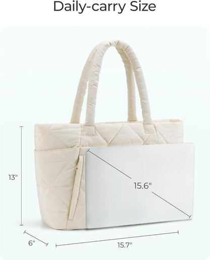 Damen Tragetasche mit Reißverschluss und Fächern, große gesteppte Schultertasche