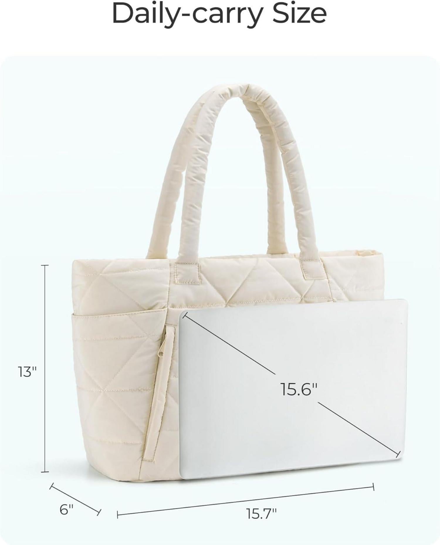 Bagsmart Tragetasche Damen bauschig Reißverschluss gesteppte Schultertasche
