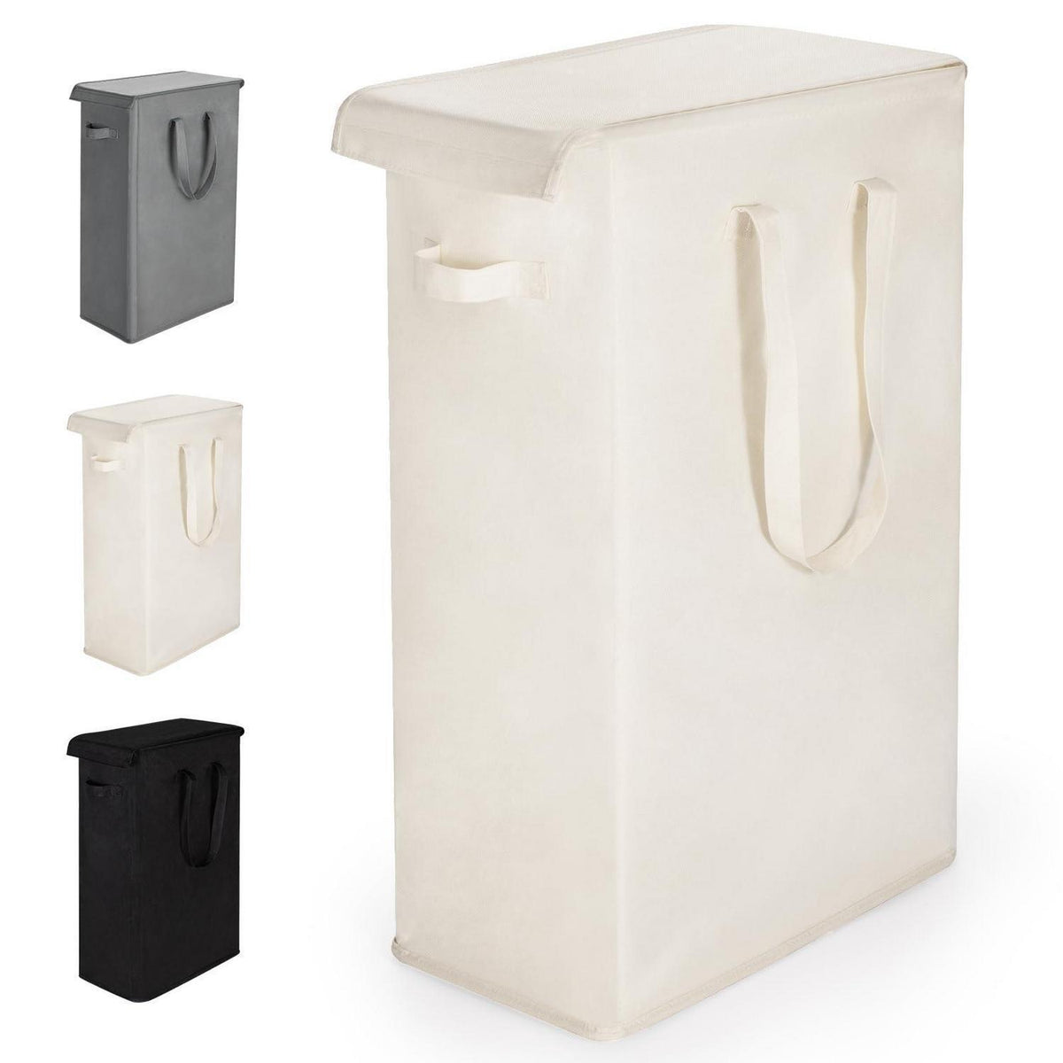 Faltbarer Wäschekorb mit Deckel 55L – Beige