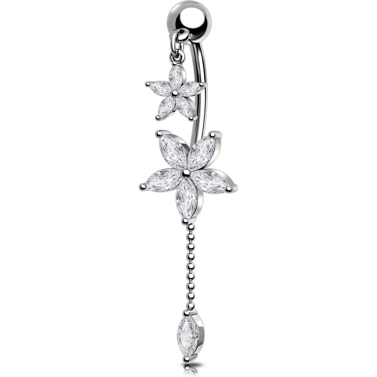 Bauchnabelpiercing Blume 14G 10mm Chirurgenstahl Zirkonia