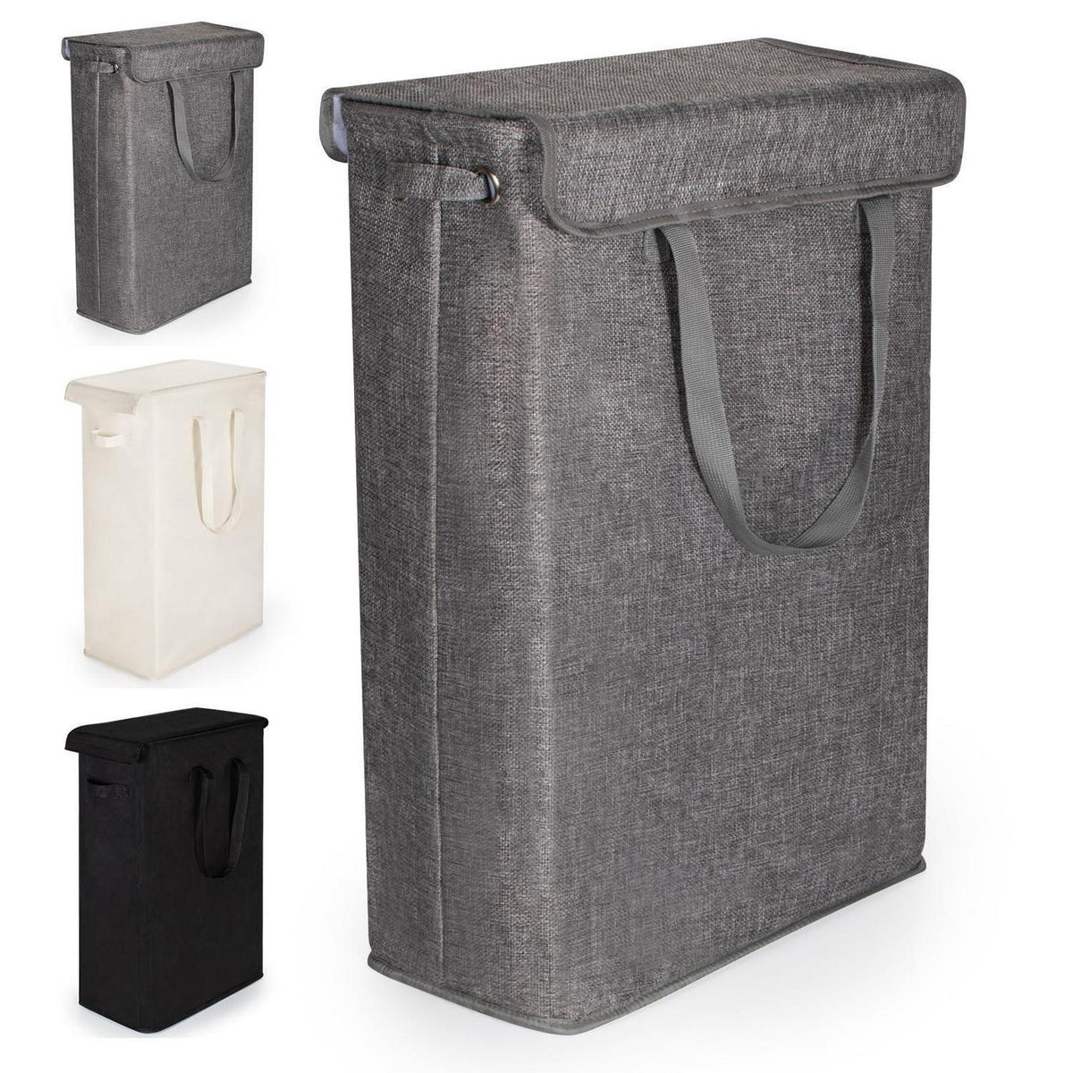 Faltbarer Wäschekorb mit Deckel – 46L Grau