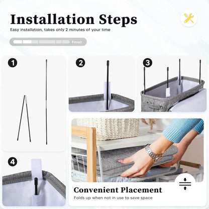 Faltbarer Wäschekorb mit Deckel – 46L Grau
