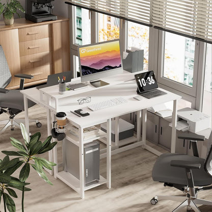 Schreibtisch Weiß mit Regal und Monitorständer 100x50cm