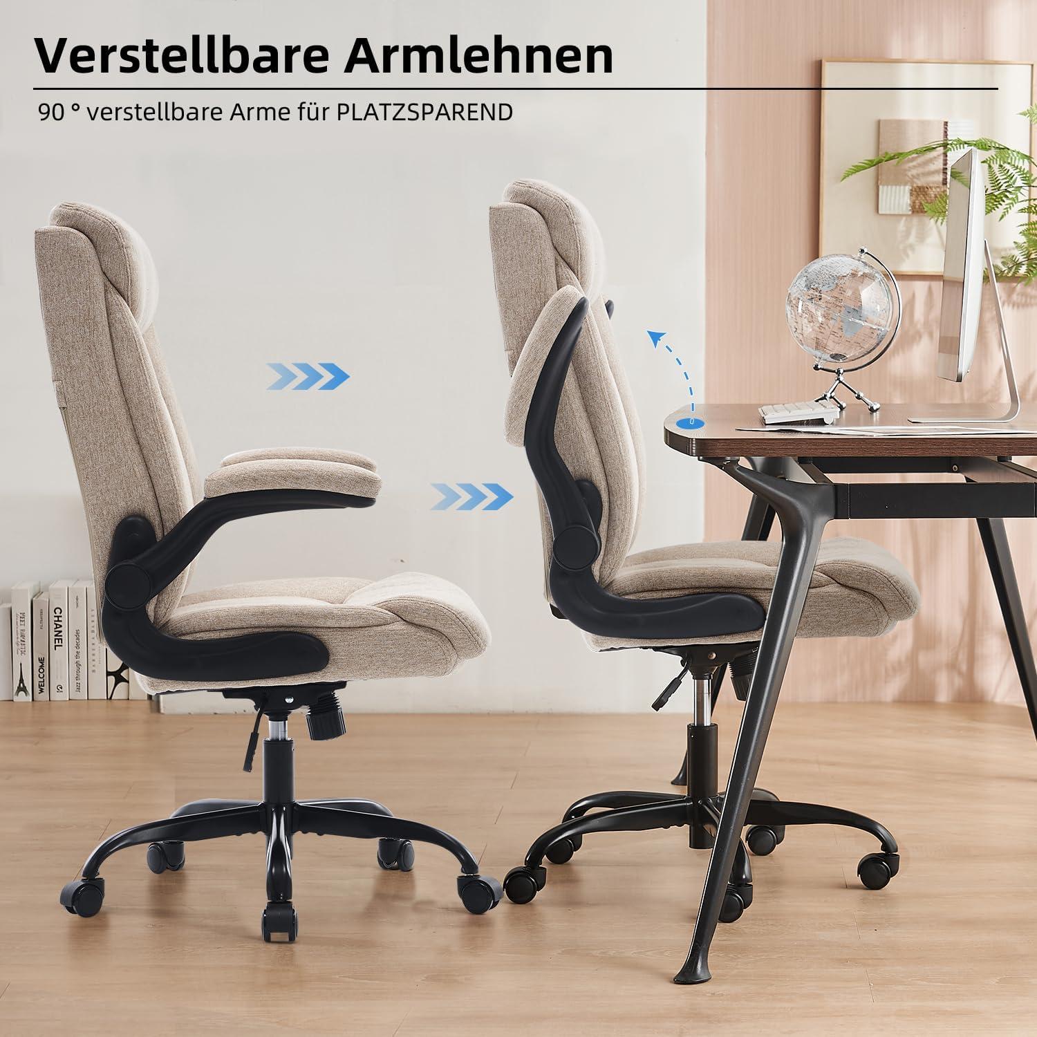 Ergonomischer Bürostuhl Drehbarer Schreibtischstuhl Gaming Beige Stoff