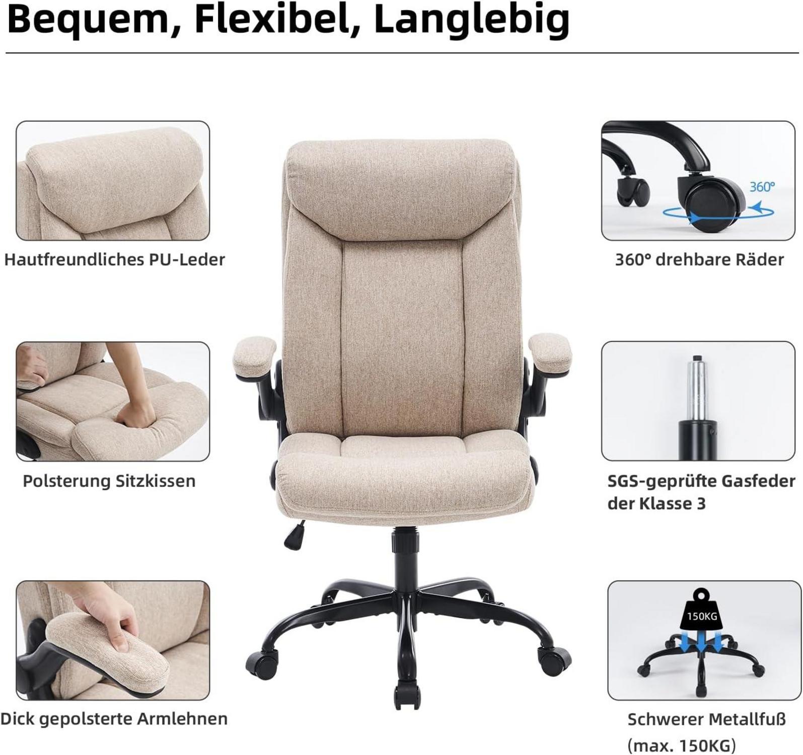 Ergonomischer Bürostuhl Computerstuhl Drehbar, höhenverstellbar
