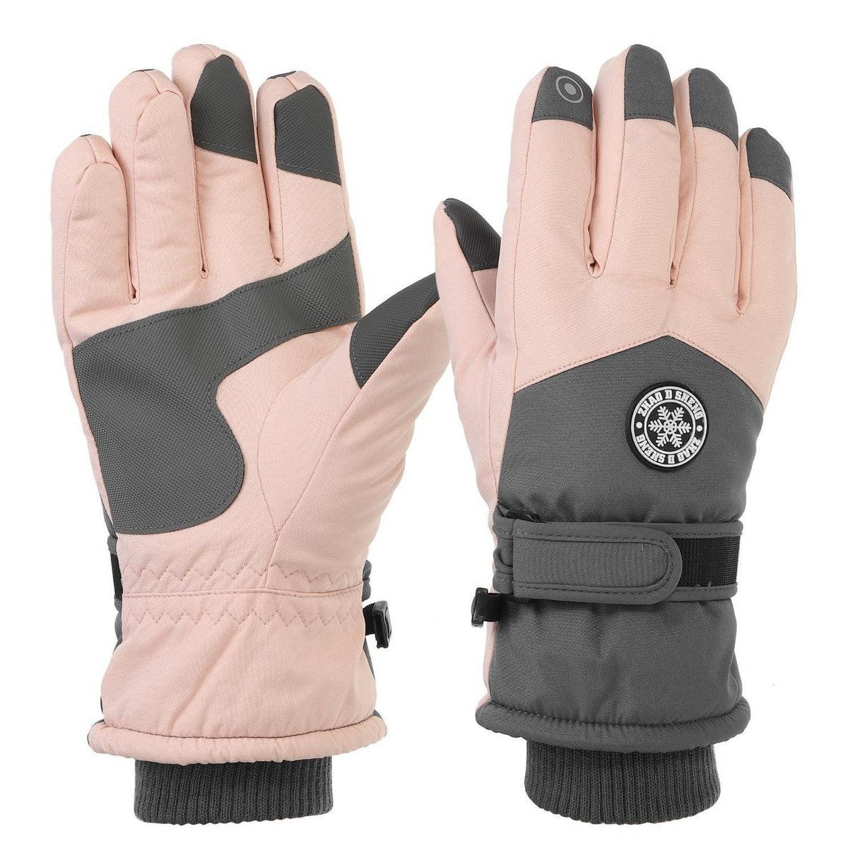 Winterhandschuhe Herren wasserdicht Touchscreen warm dunkelgrau-weiß