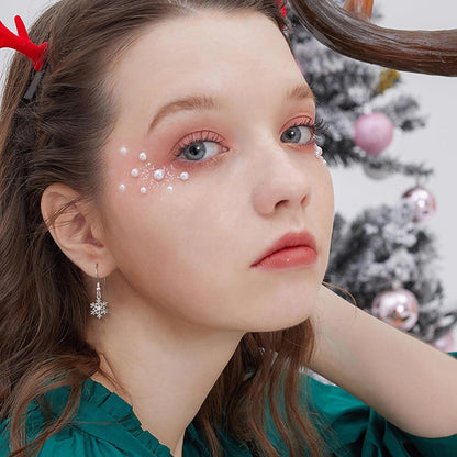 925 Sterling Silber Weihnachts Ohrringe Damen Tropfen Schneeflocke
