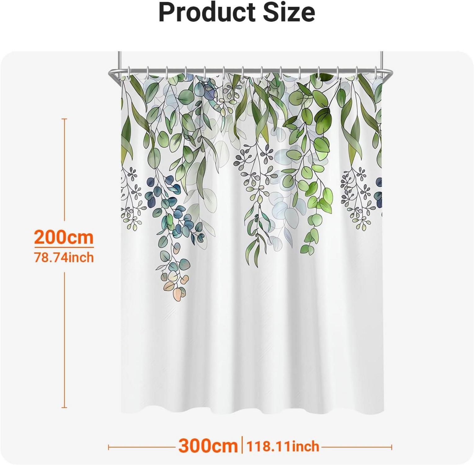 Duschvorhang Grün Blätter 300x200cm Wasserabweisend Textil OTTO