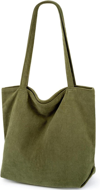 Cord Tasche Damen Shopper Beige Schultertasche groß mit Fächern