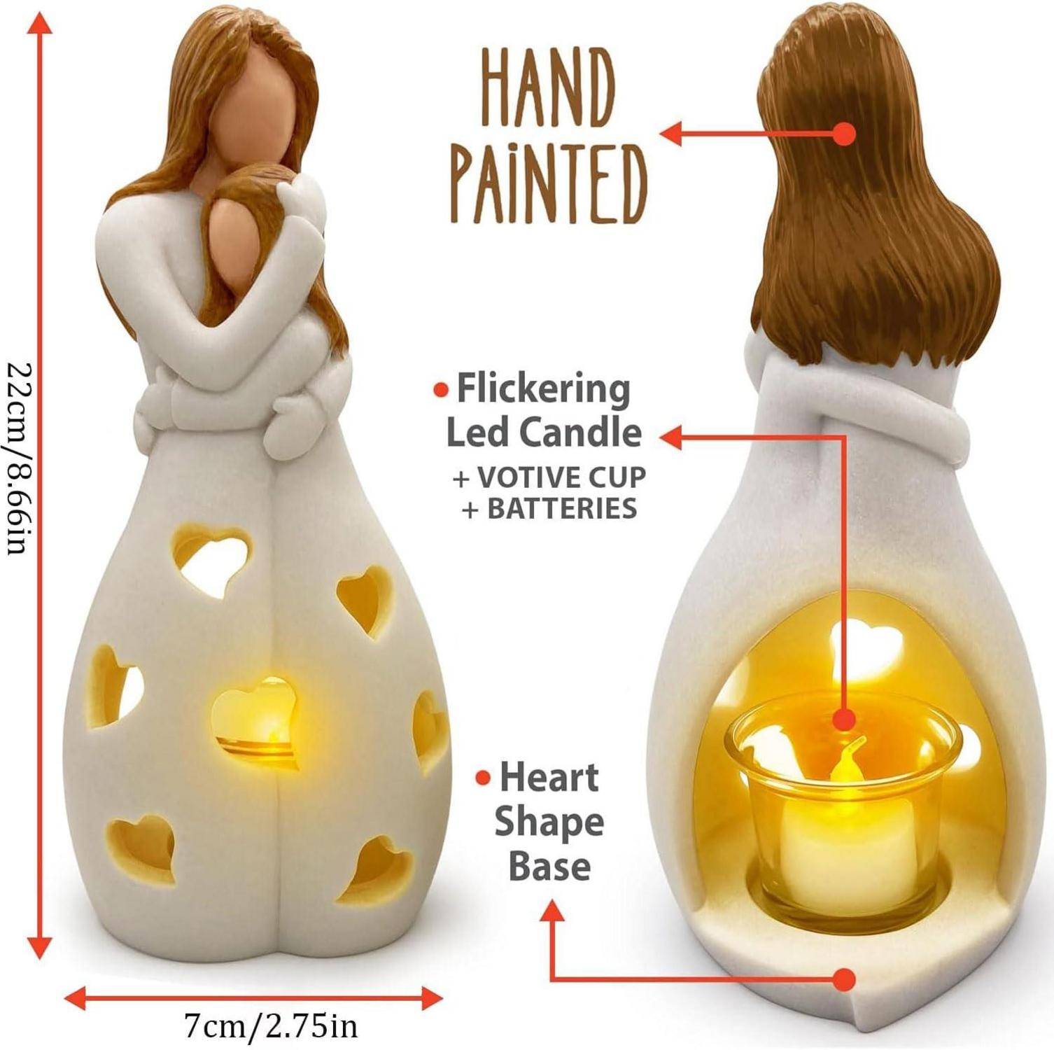 Mama und Tochter Kerzenhalter Set mit LED-Kerze und