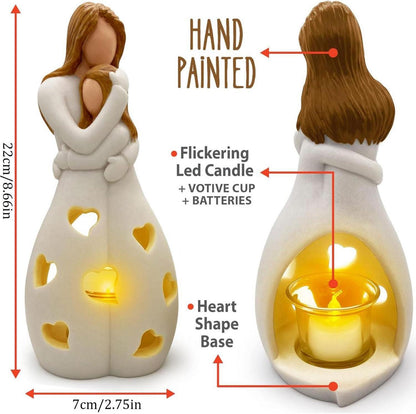 Mama und Tochter Kerzenhalter Set mit LED-Kerze und