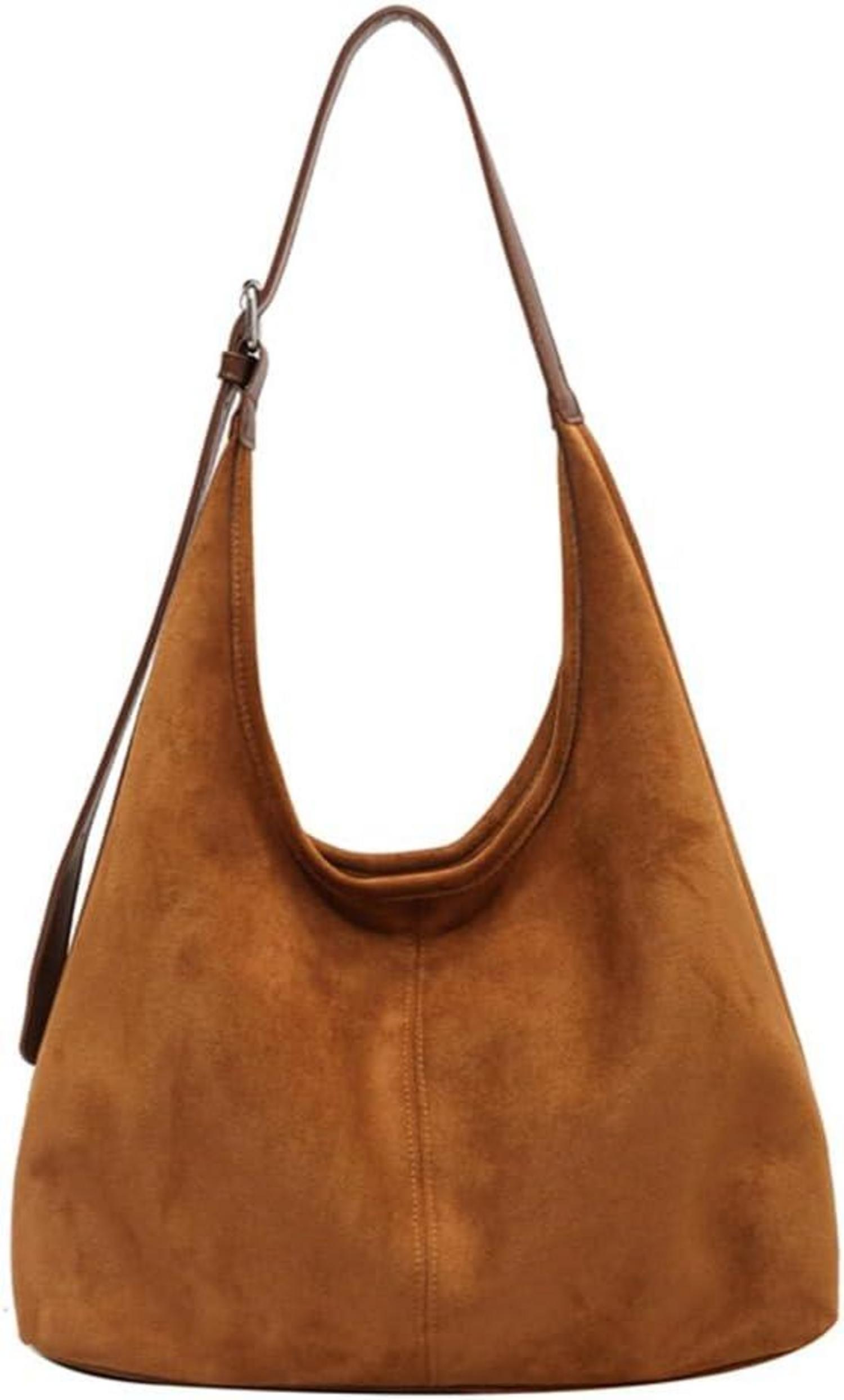 Große Damen Wildleder Handtasche Vintage Schultertasche mit Geldbörse