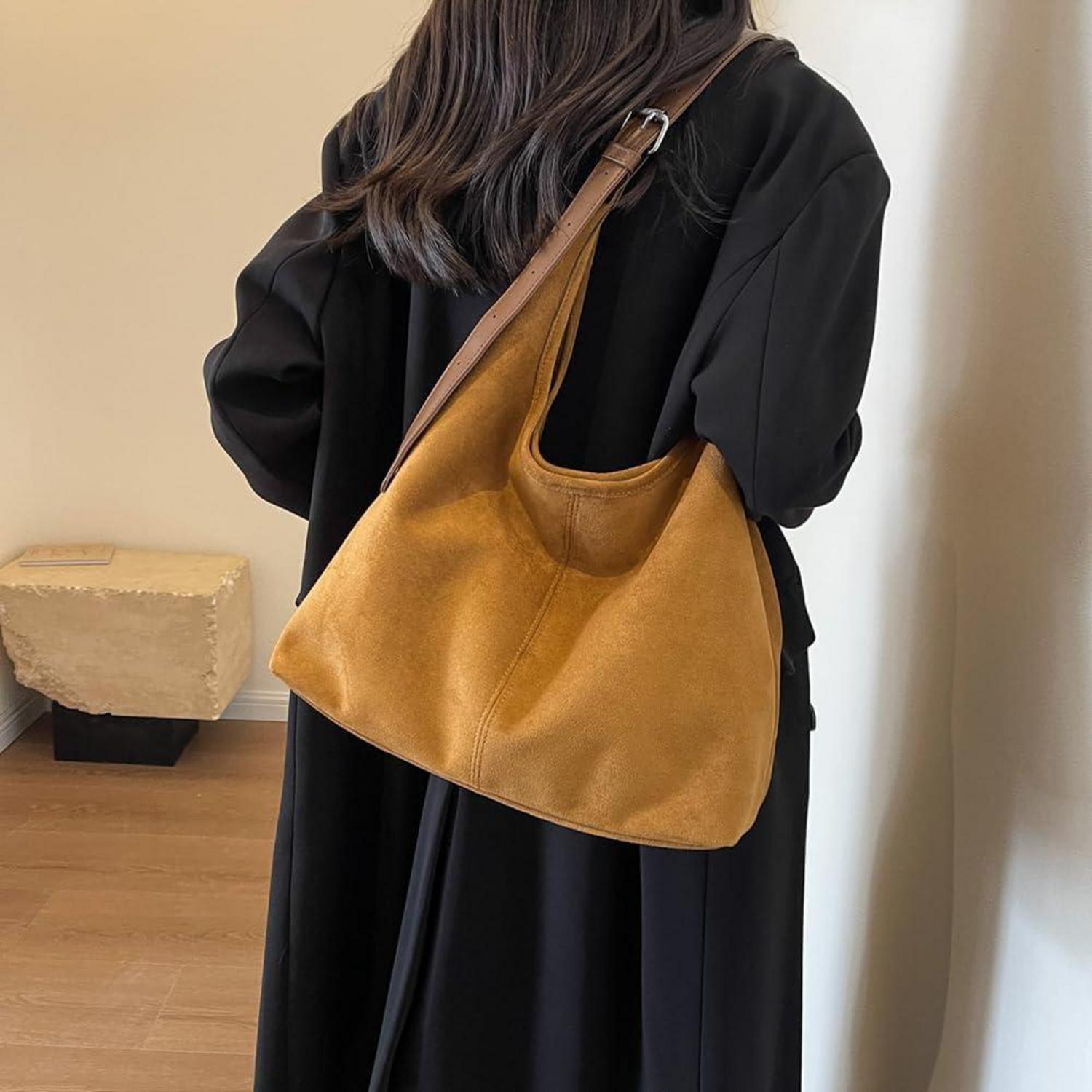 Große Wildleder Hobo Bag Damen Vintage Crossbody