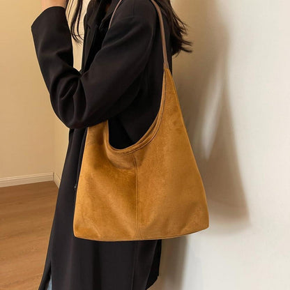 Große Wildleder Handtasche Damen Umhängetasche Vintage Schultertasche