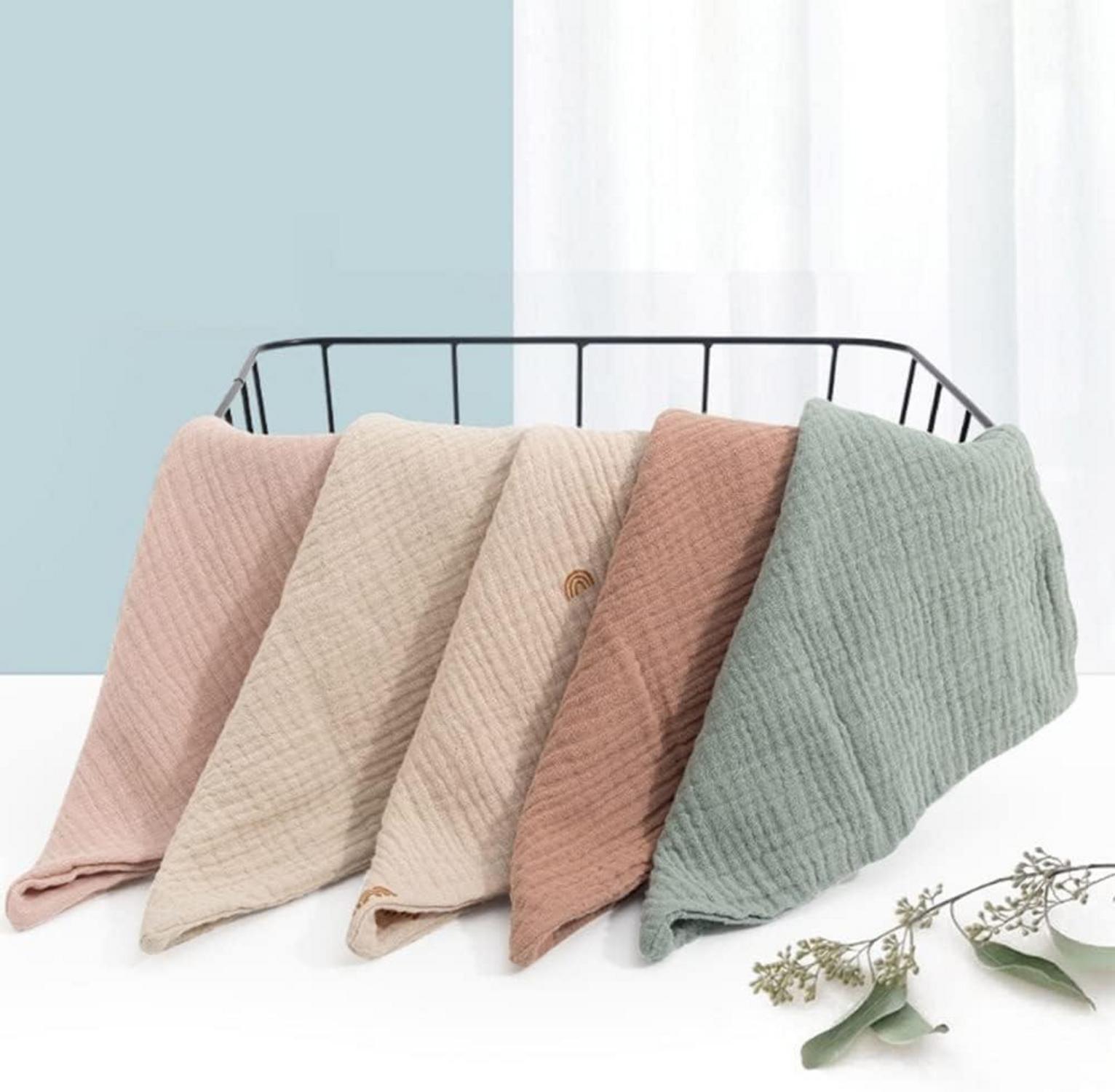 5er Pack Baby Musselin Tücher 23x23cm - Baumwolle Spucktücher