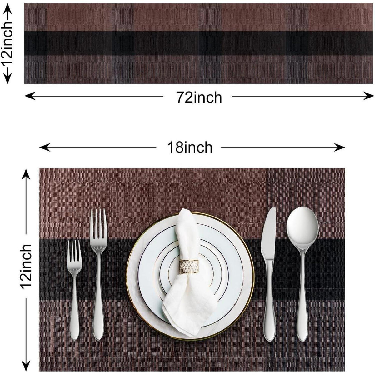 Tischläufer und Platzsets 7er Set Bambus-braun abwaschbar