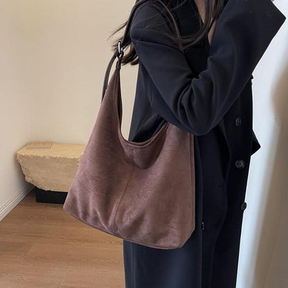 Große Wildleder Hobo Bag Damen Vintage Umhängetasche Schwarz