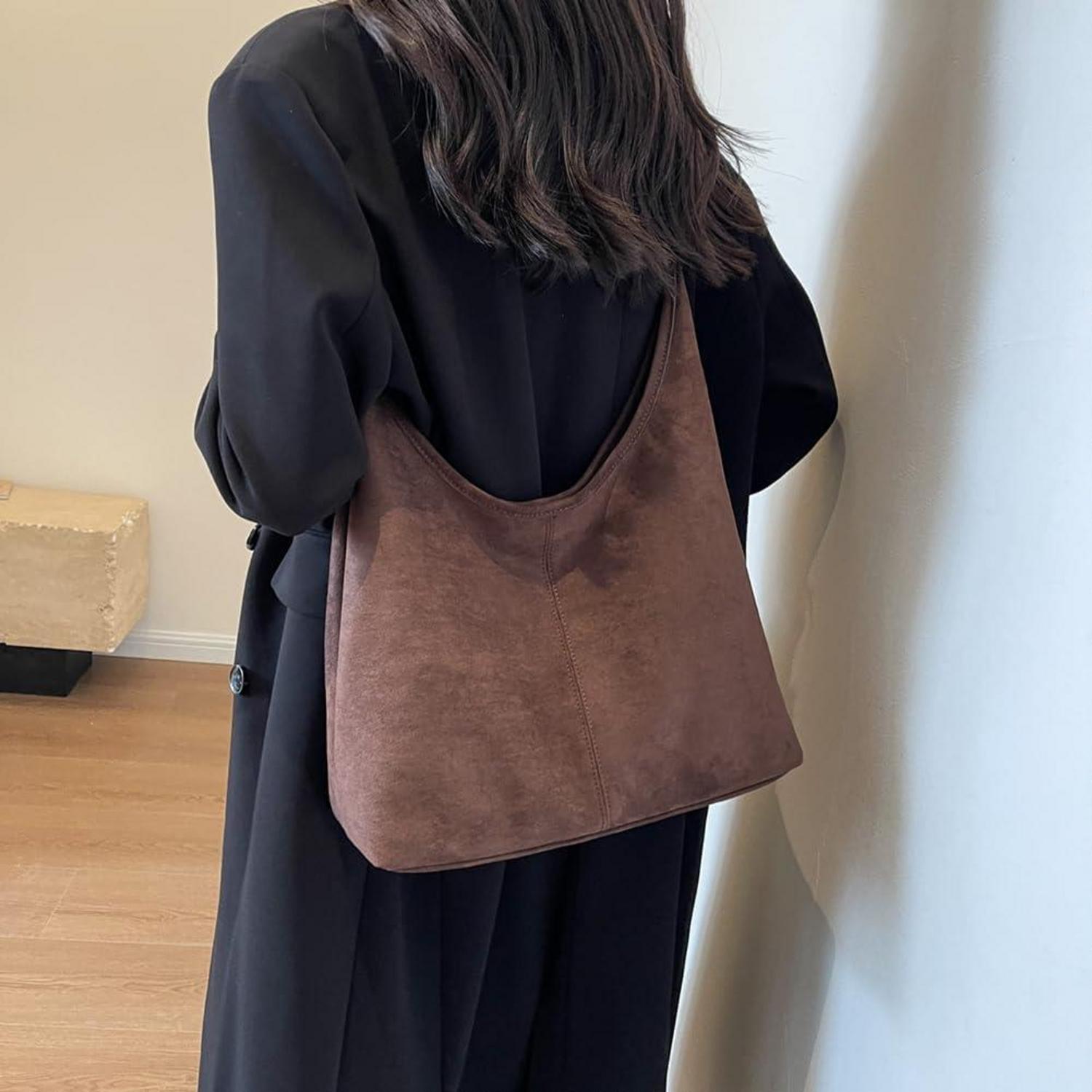 Große Damen Wildleder Hobo Umhängetasche Vintage Crossbody Tote Bag
