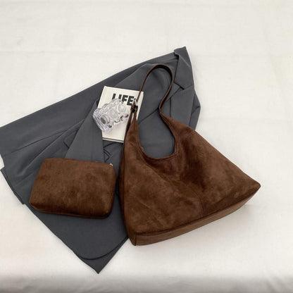Damen Handtasche Wildleder Hobo Bag Vintage Umhängetasche große Schultertasche
