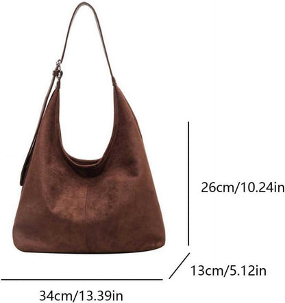 Große Vintage Wildleder Handtasche Umhängetasche Damen Schultertasche