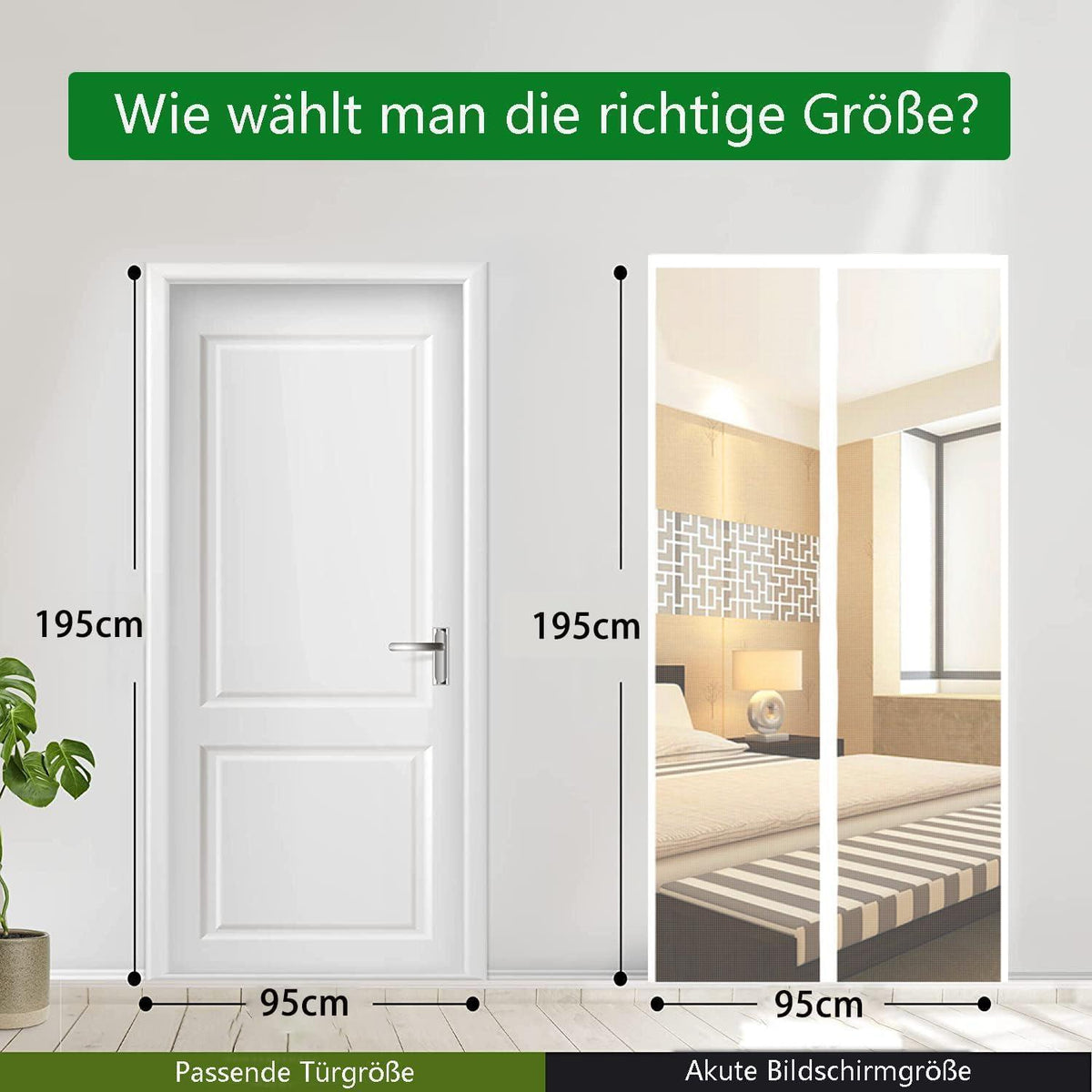 Fliegengitter Balkontür Magnet 95x195cm – Insektenschutz ohne Bohren