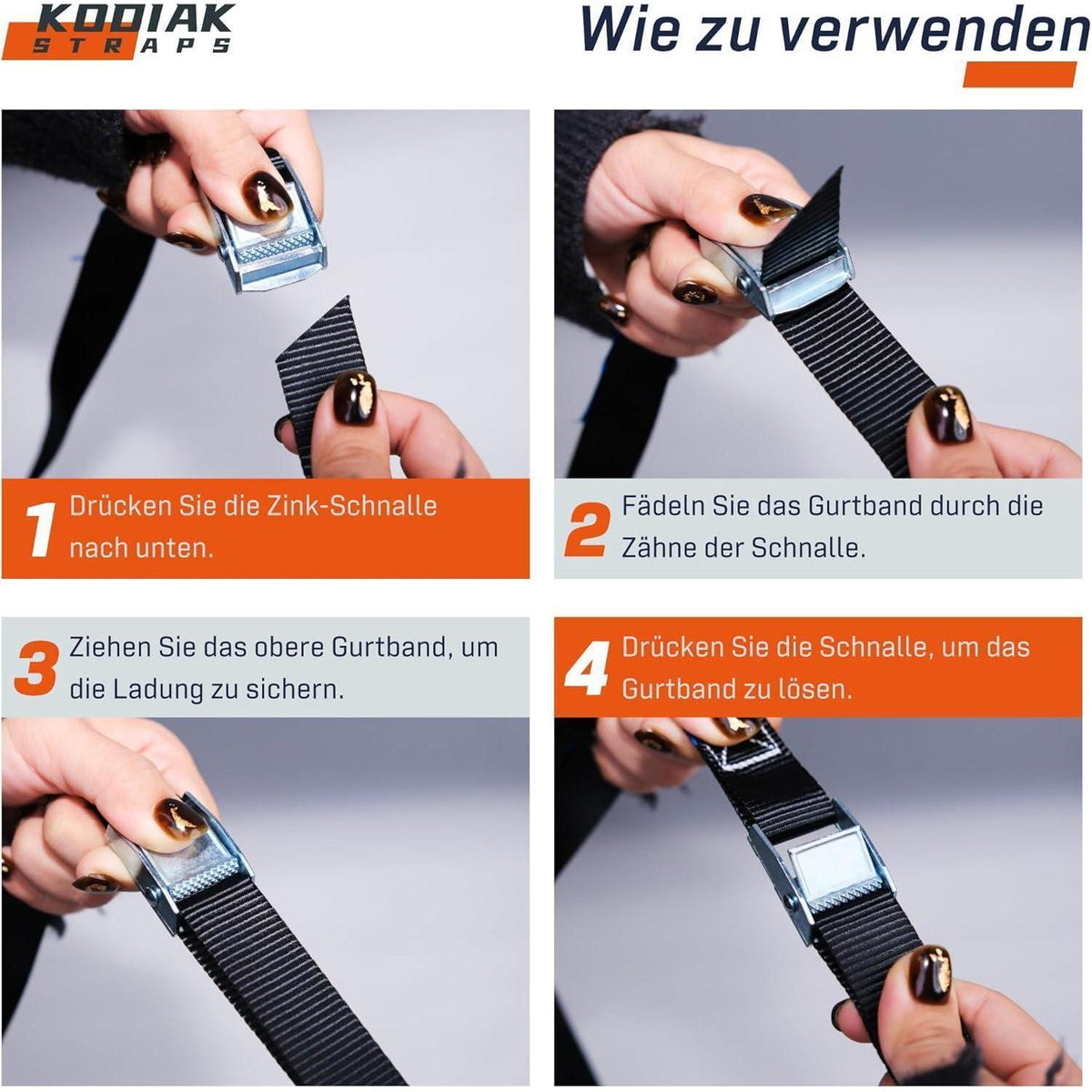 10 Spanngurte 4m, 250kg - Zurrgurte für Transport & Fahrrad