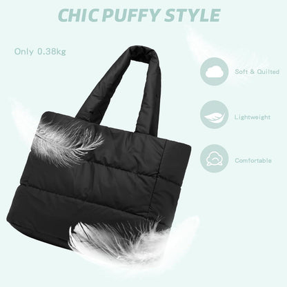 Elegante große Damen Puffer Tasche - Nylon Umhängetasche