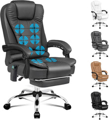 Ergonomischer Bürostuhl mit Lordosenstütze, Massagefunktion & PU