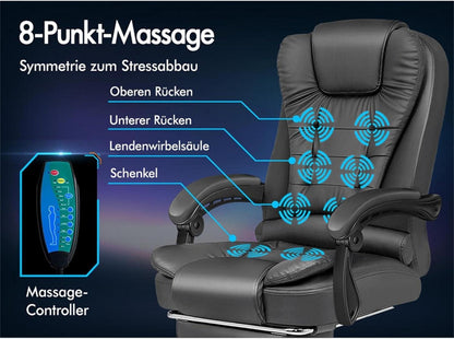 ALFORDSON Bürostuhl Lordosenstütze Massagefunktion höhenverstellbar Grey