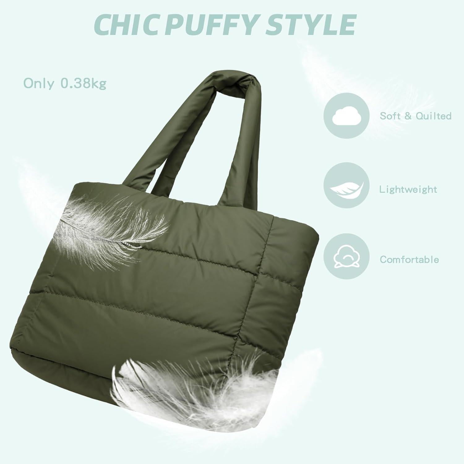 Damen Puffer Handtasche Elegant Groß Umhängetasche Warme Schultertasche Stepptasche