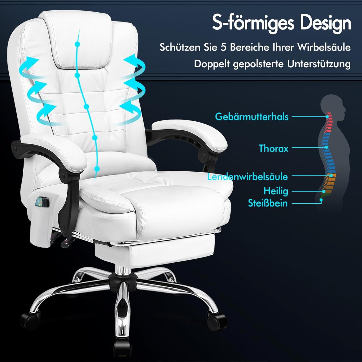 Bürostuhl ergonomisch Lordosenstütze Armlehne Rückenlehne Massage PU