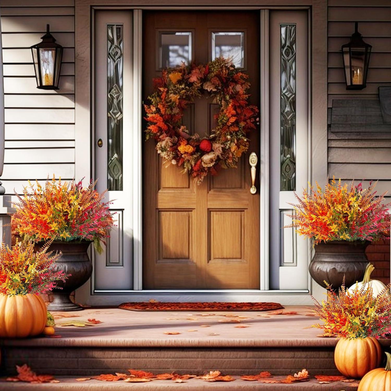 Herbstblumen Künstlich Herbststrauß 8 Bündel Blätter Farbverlauf