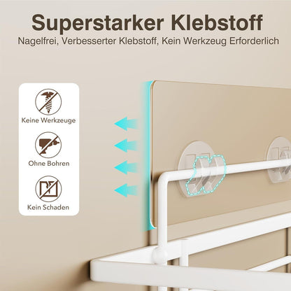 Duschablage ohne Bohren, 2 Stück, Weiß, Badezimmer Organizer