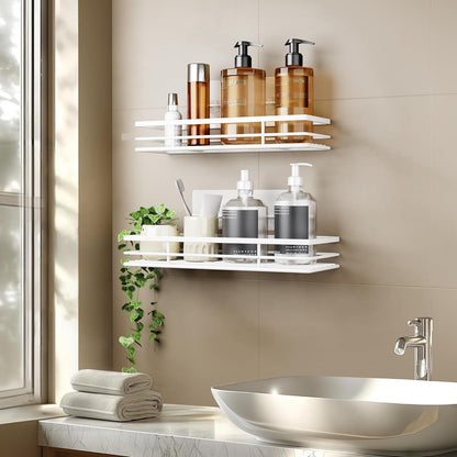 Duschablage ohne Bohren, 2 Stück, Weiß, Badezimmer Organizer
