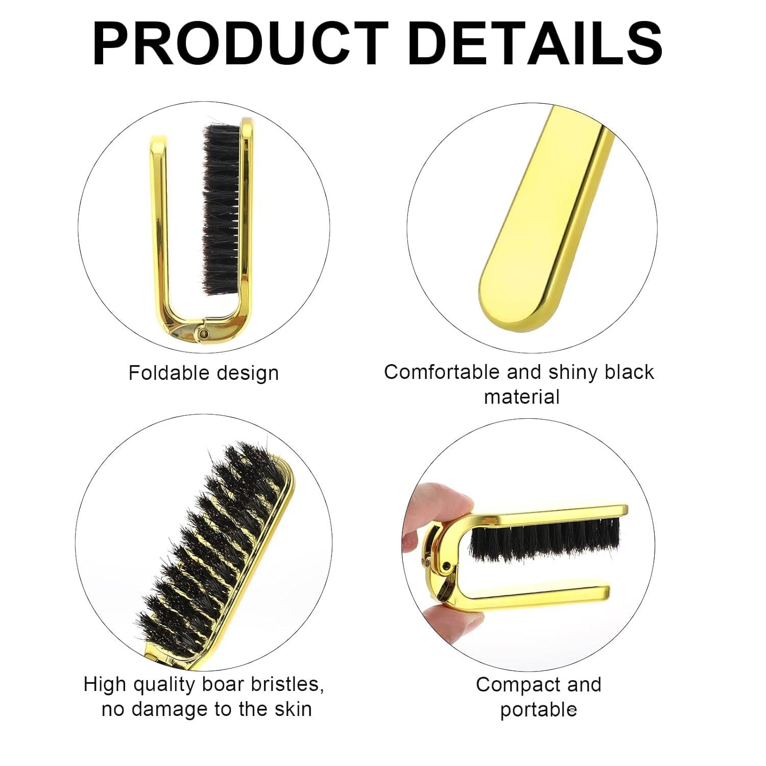 Mini Haarbürste mit Wildschweinborsten und Nylonzähnen, faltbar, antistatisch, für Frauen und Männer, Haarstyling-Tool