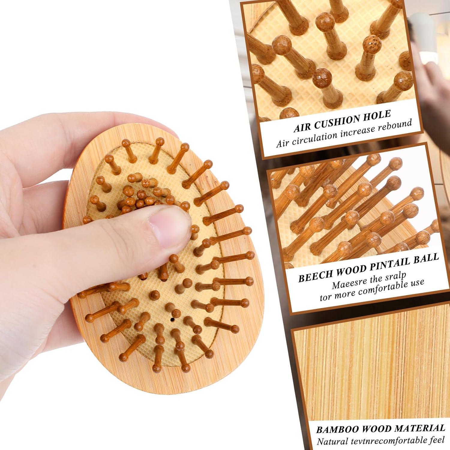 Kopfhaut Massagebürste Bambus Haarbürste Holz Tragbar Mini Haar Massagebürste