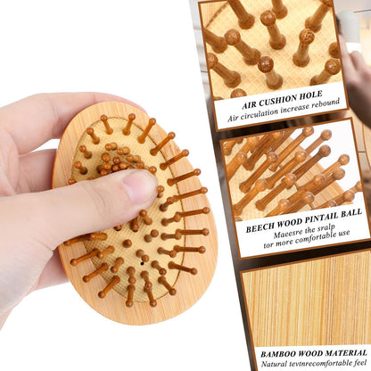 Kopfhaut Massagebürste Bambus Haarbürste Holz Tragbar Mini Haar Massagebürste