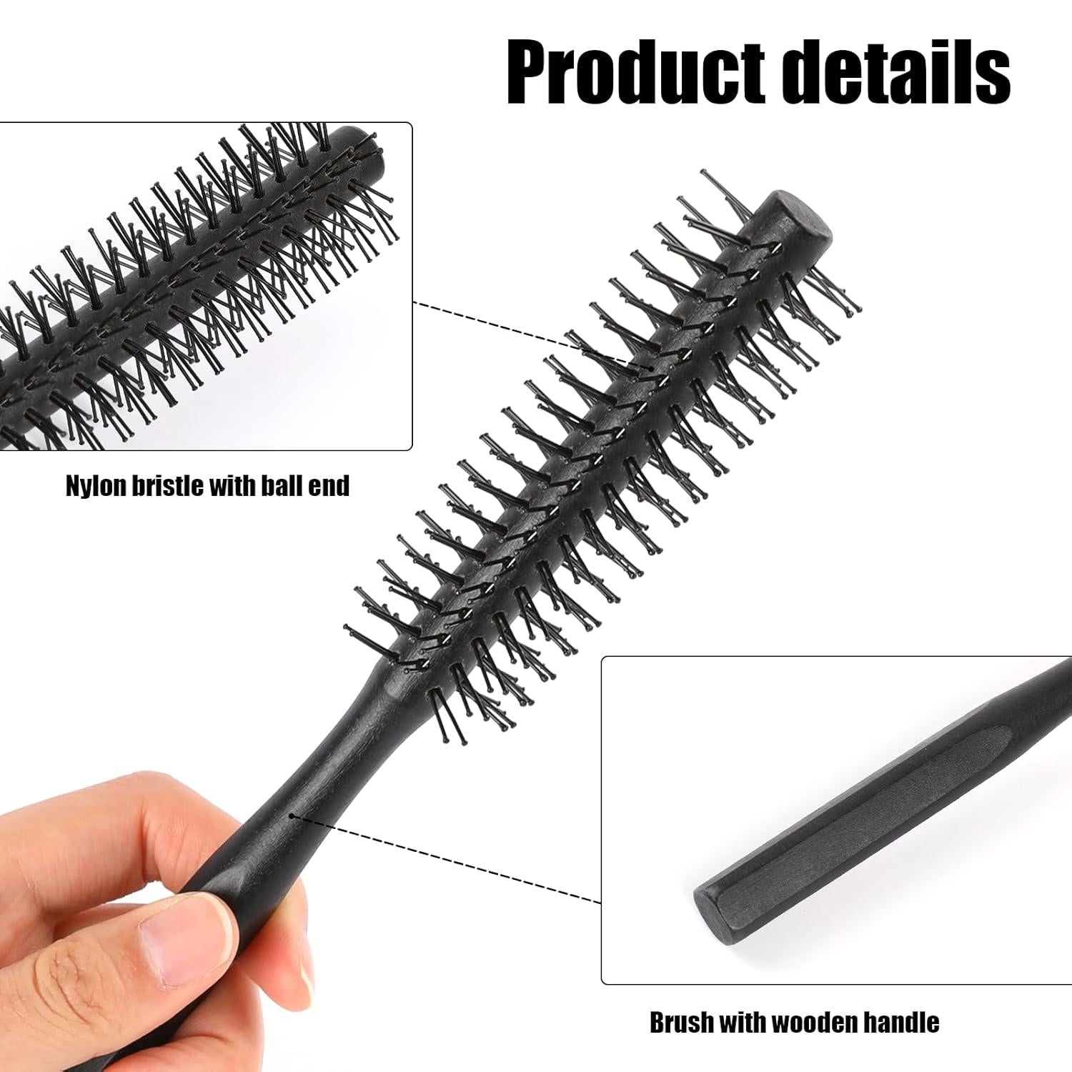 Kleine Holzgriff Lockenbürste Nylonborsten Haar Styling