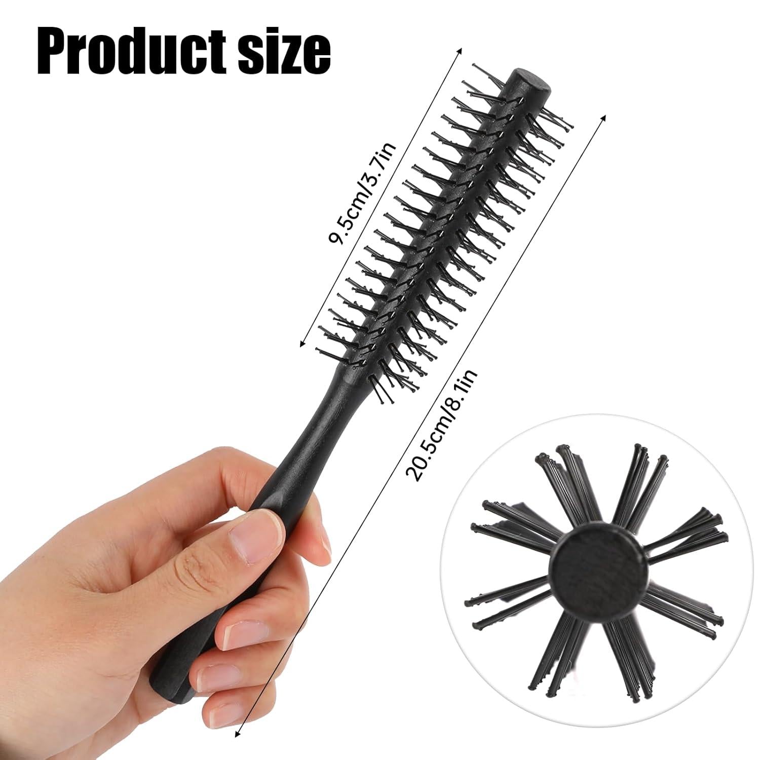 Kleine Rundbürste Locken Haarbürste Holzgriff Nylonborsten