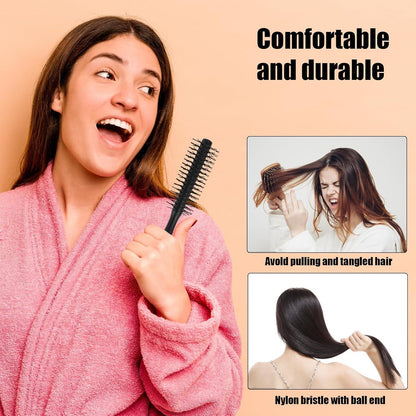 Kleine runde Haarbürste Holzgriff Nylonborsten Lockenstyling