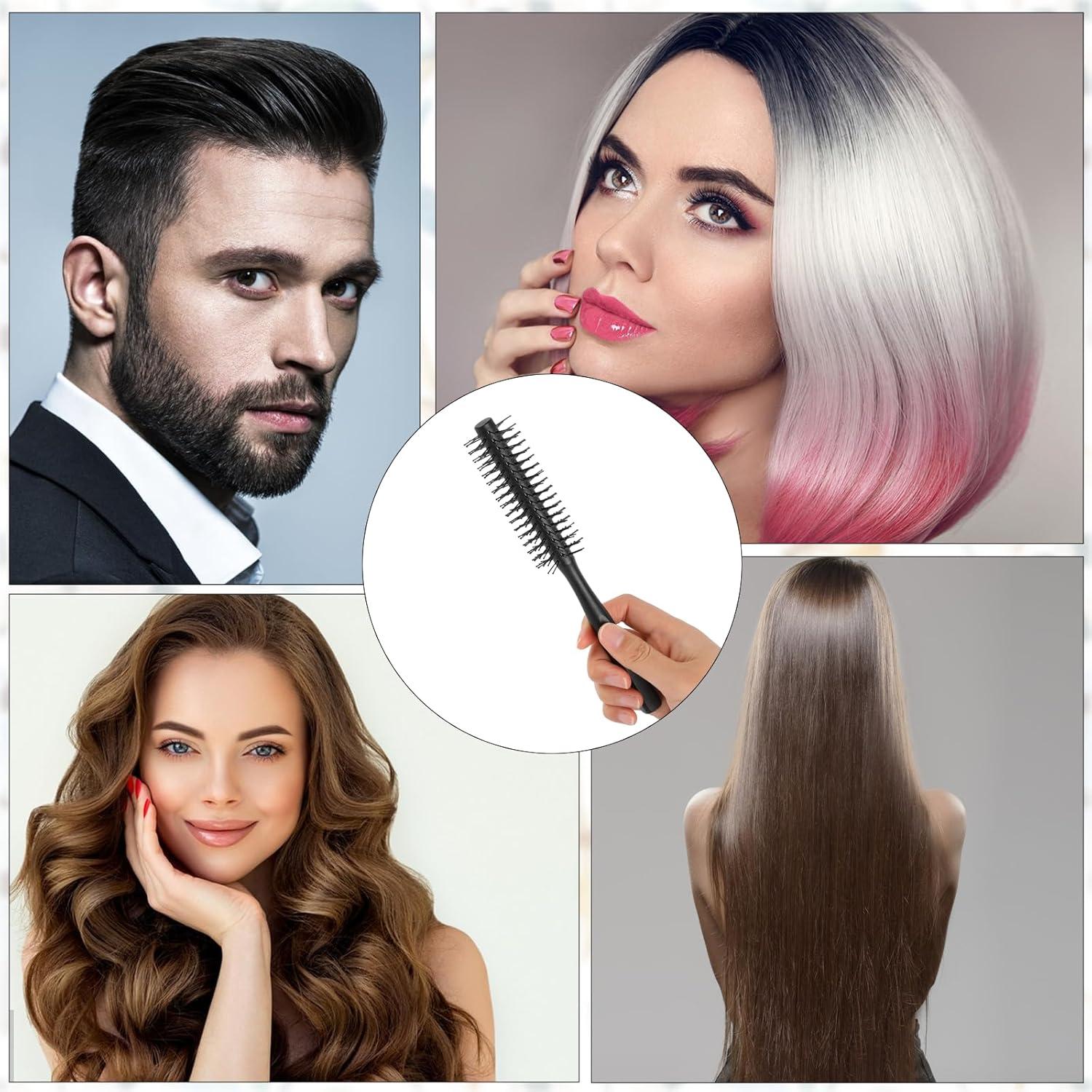 Kleine Rundbürste Locken Haarbürste Holzgriff Nylonborsten