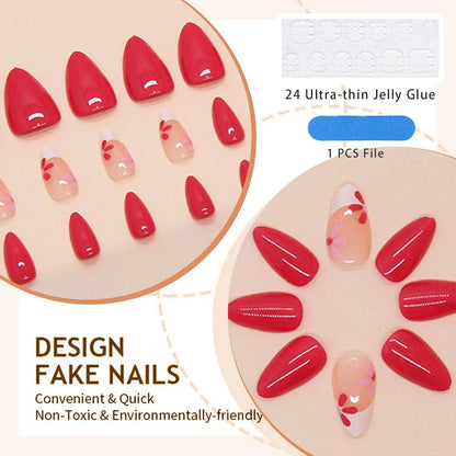 GlamRays Blumenmuster Press on Nails Set für Damen und Mädchen